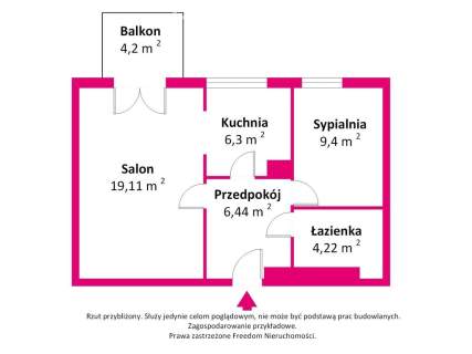 Atrakcyjne, 2 pokoje, 46 m2, centrum miasta