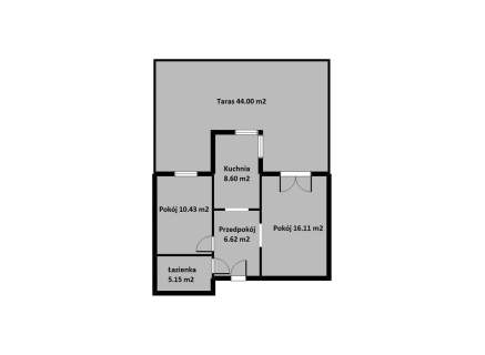 2-pokojowe mieszkanie 46,91m2 Taras 44m2 Ponikwo