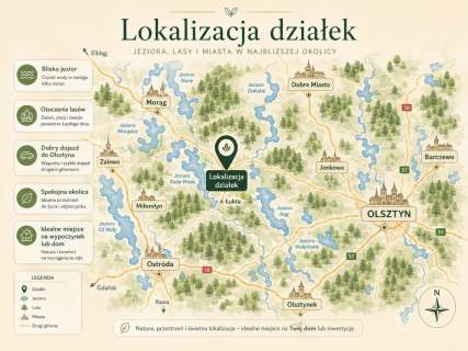 Działki pod Łuktą Mazury MPZP blisko jezior