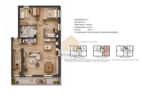 100,64 m dla rodziny 5 pokoi balkon 0% PCC