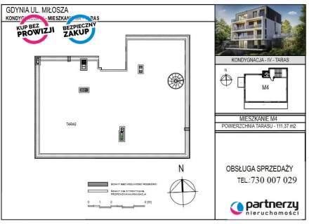 Apartament 100m2, 4 pokoje, taras na dachu 111m2