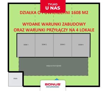 Działka z WZ warunki przyłączy na 4 lokale 
