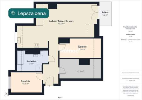 4 pokoje poddasze 40 m balkon Gdańsk