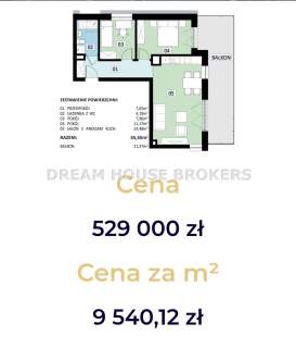 Mieszkanie na sprzedaż, 55,45 m2, Rzeszów