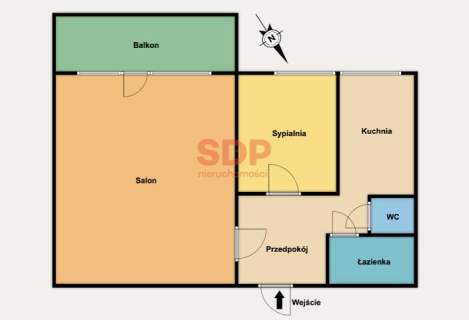 49 m2 2 pokoje z osobną kuchnią Balkon loggia z widokiem na z