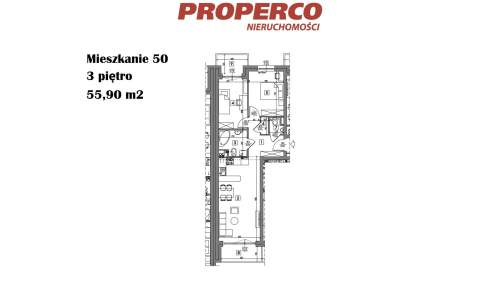 Mieszkanie 3 pok., 55,9 m2, ul. Żeromskiego