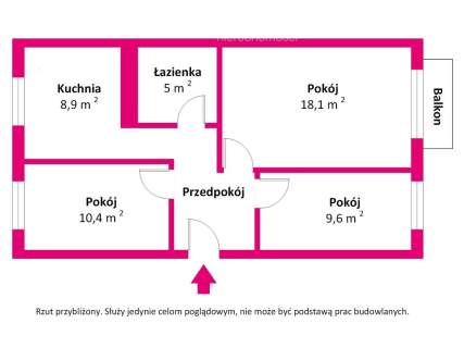 Mieszkanie 57,70 m , 3 pokoje, ul. Mikiewicza