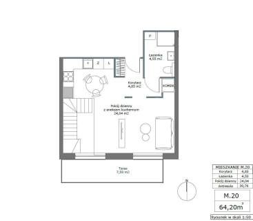 Gdańsk Madalińskiego 64,20m2