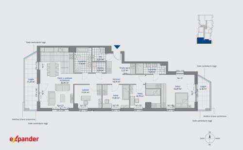 Trzystronny, 5-pokojowy apartament z 2 balkonami klimatyzacja