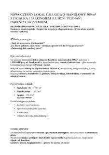 LOKAL USŁUGOWO HANDLOWY 509 m LUBOŃ /POZNAŃ