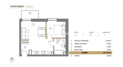 41m2 2pok balkon / winda