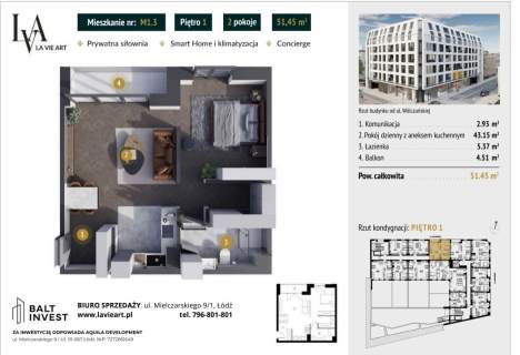APARTAMENT PREMIUM 51,45 m , SMART HOME, CONCIERGE