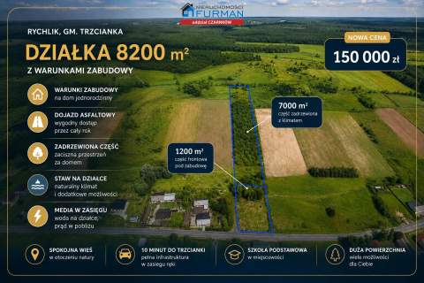 Działka budowlana na sprzedaż, 8200 m2, Rychlik