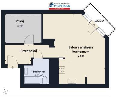 Mieszkanie 2 pokojowe, 44m, balkon- Zielona Dolina