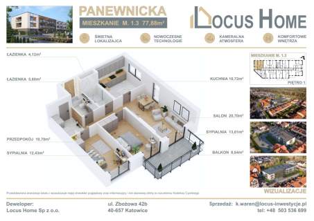 Nowoczesne 3-pokojowe mieszkanie z balkonem