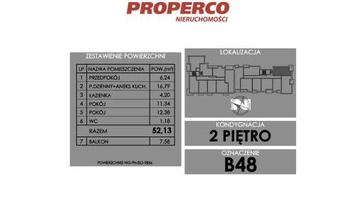 Mieszkanie 3 pok., 52,13 m2, ul. Żeromskiego