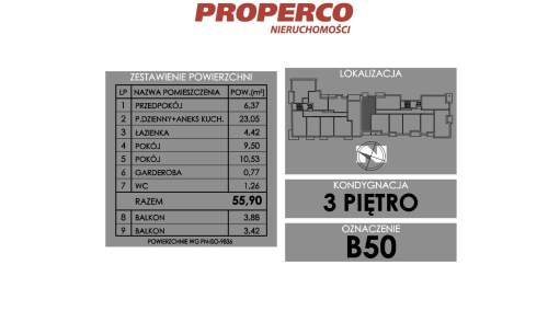 Mieszkanie 3 pok., 55,9 m2, ul. Żeromskiego