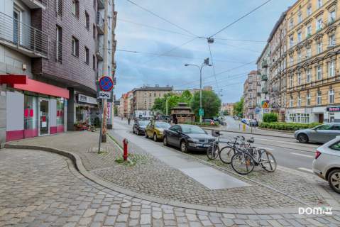Nowoczesny, witryny, klimatyzacja, tramwaj