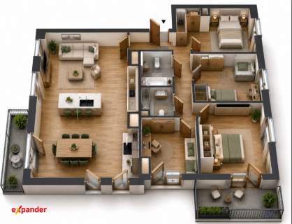 Apartament 136 m 5 pokoi 4 sypialnie 2 balkony