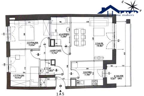 68 m 3 Pokoje Balkon 11,5 m Garaż