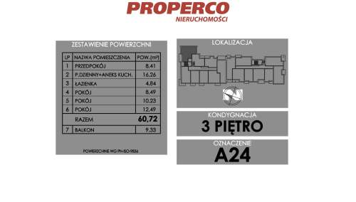 Mieszkanie 4 pok., 60,72 m2, ul. Żeromskiego