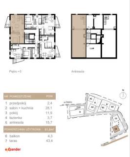 dwupoziomowy apartament w centrum miasta z 42 metrowym tarasem