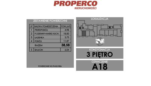 Mieszkanie 2 pok., 38,58 m2, ul. Żeromskiego