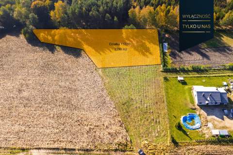 Działka budowlana 2299m2 przy lesie Trąbki Małe