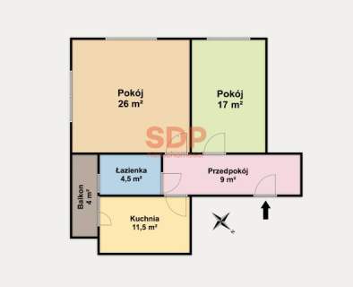 2 pokoje 68 m2 Balkon Osobna kuchnia Blisko centrum 