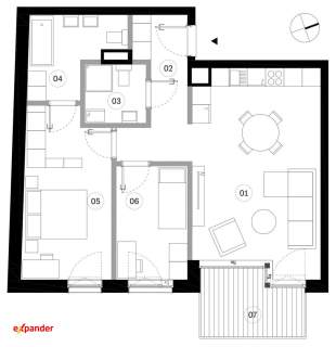 3-pokoje w centrum miasta - loggia