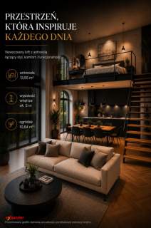 Loft z antresolą 5 m wysokości Ogródek 10,64 m2