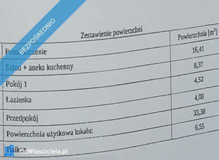 2 pokoje 33,38 m Duży balkon 1. piętro 2017 r. Bez pr