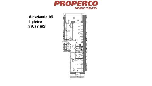 Mieszkanie 3 pok., 59,77 m2, ul. Żeromskiego