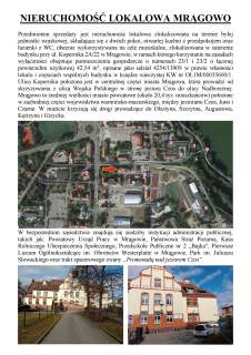 Syndyk sprzeda lokal Mragowo ul. Kopernika 2A/22