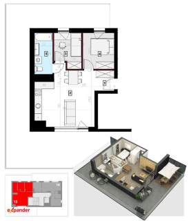 Apartament 3-pok, duży taras Gotowy 