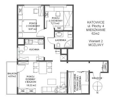Mieszkanie 3 pokoje Ligota Katowice Płochy 4 z wyposażeniem