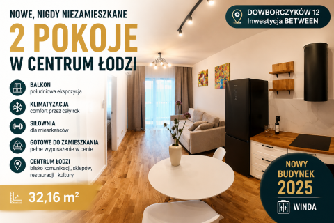 Gotowy apartament, 2 pokoje, Nowe Centrum Łodzi, Klimatyzacj