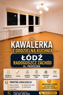 Kawalerka z oddzielną kuchnią,1 piętro, Radogoszcz Zachód