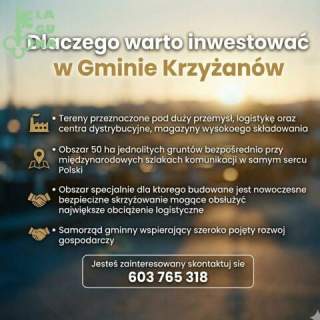 Działki inwestycyjne położone w jednej z najlepiej rozwijających...