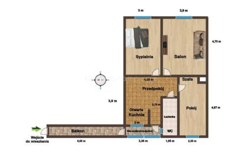 Przytulne 3 pokoje/63,5m2/ klimatyzacja/ balkon