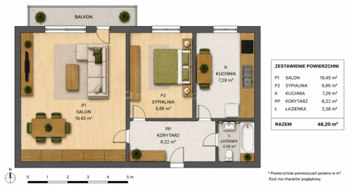 Pogórze 2 pokoje Oddzielna kuchnia Balkon