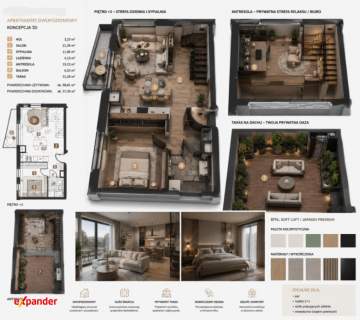 dwupoziomowy apartament w centrum miasta z 42 metrowym tarasem