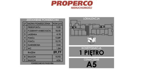 Mieszkanie 3 pok., 59,77 m2, ul. Żeromskiego