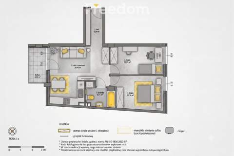 Nowoczesne 3 pokoje 51m2, balkon na zielone patio