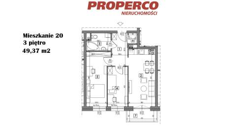 Mieszkanie 3 pok., 49,37 m2, ul. Żeromskiego