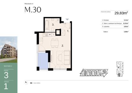 Nowe mieszkanie 29.83 m2