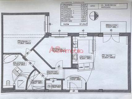 Mieszkanie 87m2, 3 pokoje, garaż, Ursynów, W-wa