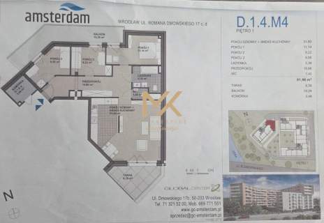 4 pokojowy apartament -Ul. Dmowskiego/Amsterdm