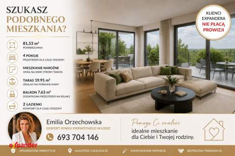 4 pokoje Taras 19,95 m balkon 2 łazienki Bez prowizji