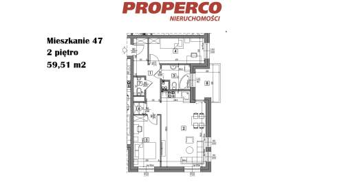 Mieszkanie 3 pok., 59,51 m2, ul. Żeromskiego